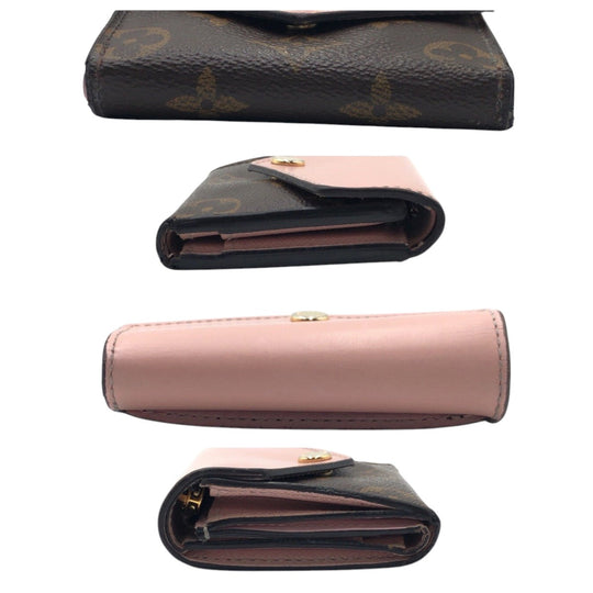 LOUIS VUITTON Tri-fold wallet M62933 PVC Brown Pink Rose Ballerone Tri-fold Wallet Folded Wallet Compact Wallet Monogram Portefeuille Zoe Women Used Authentic