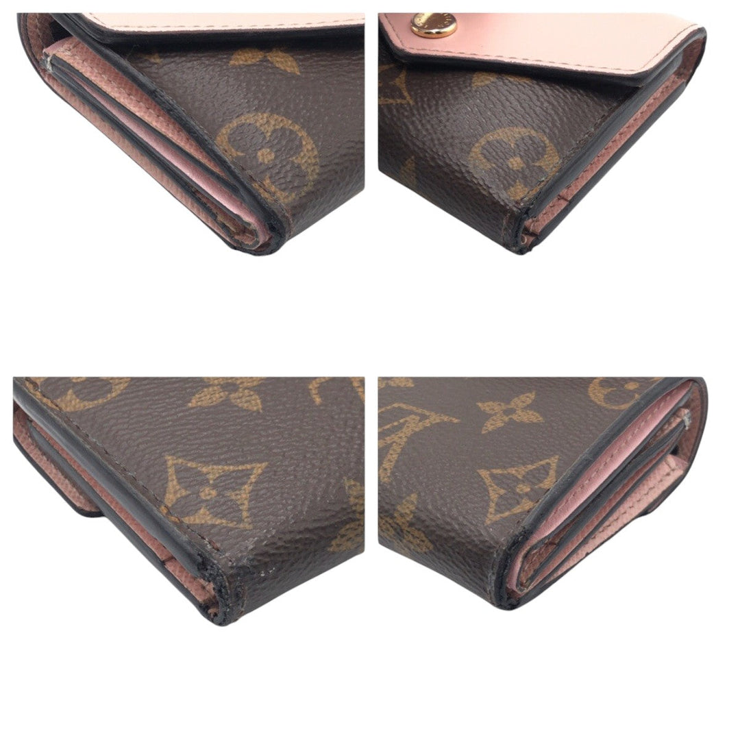 LOUIS VUITTON Tri-fold wallet M62933 PVC Brown Pink Rose Ballerone Tri-fold Wallet Folded Wallet Compact Wallet Monogram Portefeuille Zoe Women Used Authentic