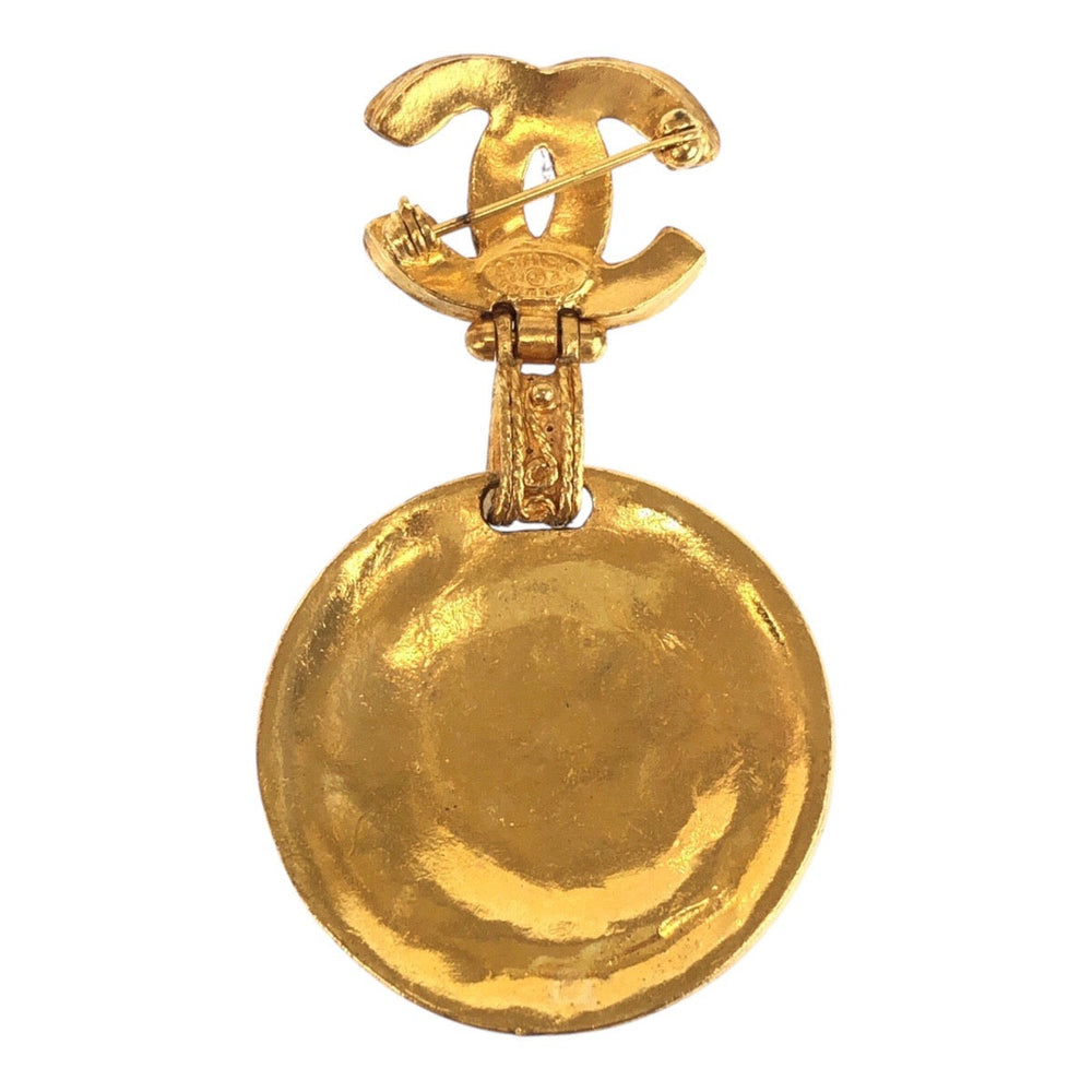 CHANEL Brooch Plating, Fake Pearl gold Brooch COCO Mark Women Used Authentic