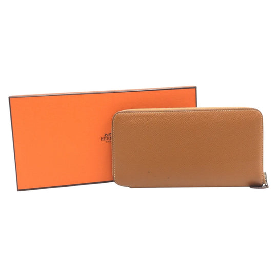 HERMES Long Wallet Purse Epsom Brown Long Wallet Purse Azap Long Silk in Women Used Authentic