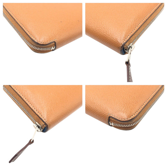 HERMES Long Wallet Purse Epsom Brown Long Wallet Purse Azap Long Silk in Women Used Authentic