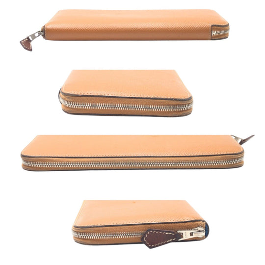 HERMES Long Wallet Purse Epsom Brown Long Wallet Purse Azap Long Silk in Women Used Authentic