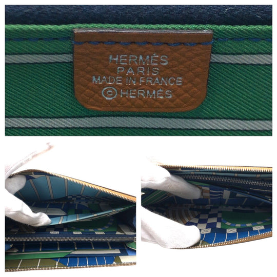 HERMES Long Wallet Purse Epsom Brown Long Wallet Purse Azap Long Silk in Women Used Authentic