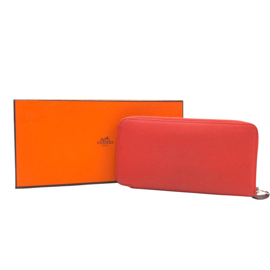 HERMES Long Wallet Purse Epsom Orange Long Wallet Purse Azap Long Silk in Women Used Authentic