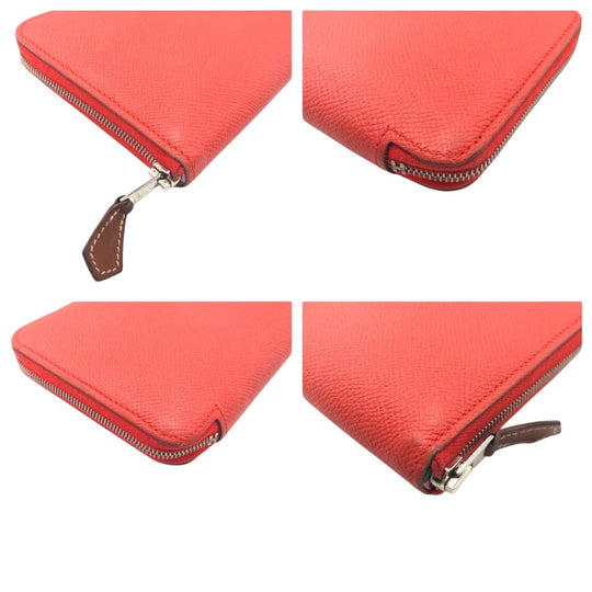 HERMES Long Wallet Purse Epsom Orange Long Wallet Purse Azap Long Silk in Women Used Authentic