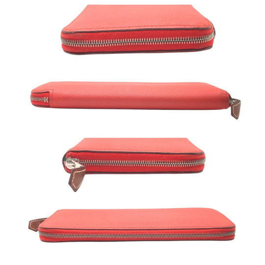 HERMES Long Wallet Purse Epsom Orange Long Wallet Purse Azap Long Silk in Women Used Authentic