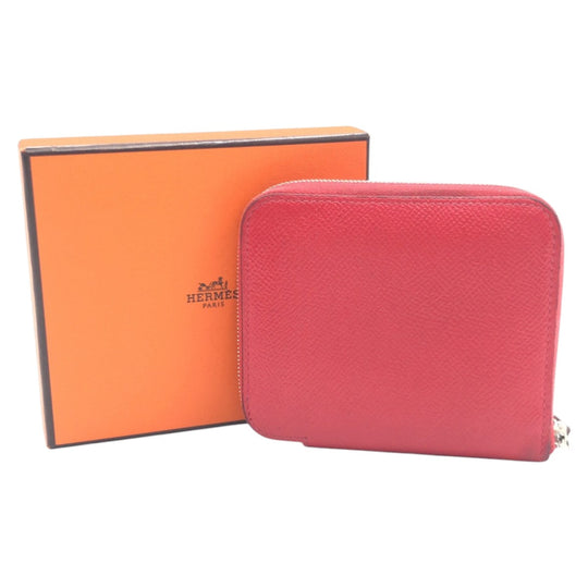 HERMES Bifold Wallet Epsom pink Bifold Wallet Compact Wallet Azap compact Silk in Women Used Authentic