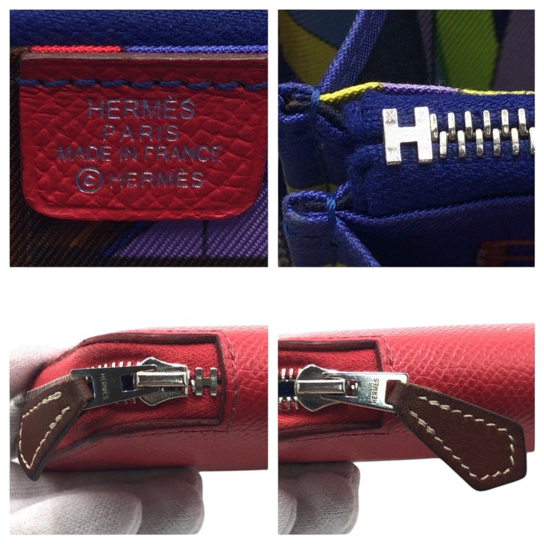 HERMES Bifold Wallet Epsom pink Bifold Wallet Compact Wallet Azap compact Silk in Women Used Authentic