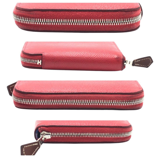 HERMES Bifold Wallet Epsom pink Bifold Wallet Compact Wallet Azap compact Silk in Women Used Authentic