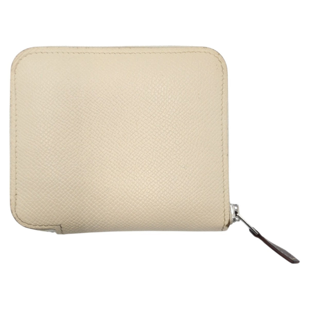 HERMES Bifold Wallet Epsom beige Bifold Wallet Compact Wallet Azap compact Silk in Women Used Authentic
