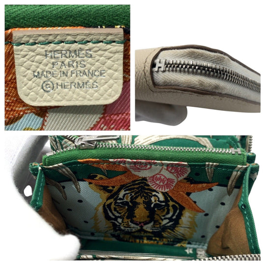 HERMES Bifold Wallet Epsom beige Bifold Wallet Compact Wallet Azap compact Silk in Women Used Authentic