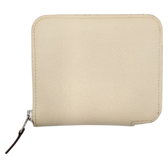 HERMES Bifold Wallet Epsom beige Bifold Wallet Compact Wallet Azap compact Silk in Women Used Authentic