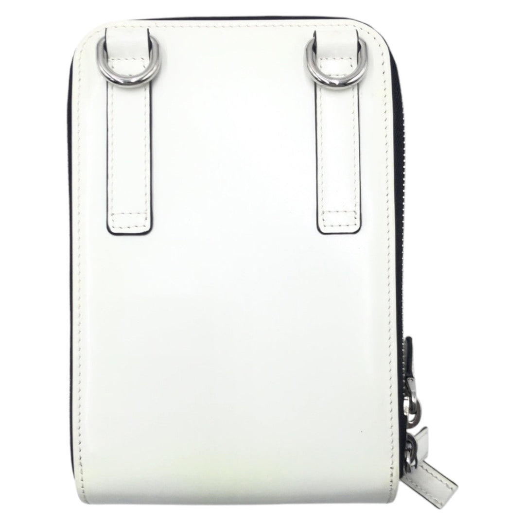 PRADA Shoulder Bag enamel white Shoulder Bag Pochette Unisex Triangular logo Women Used Authentic