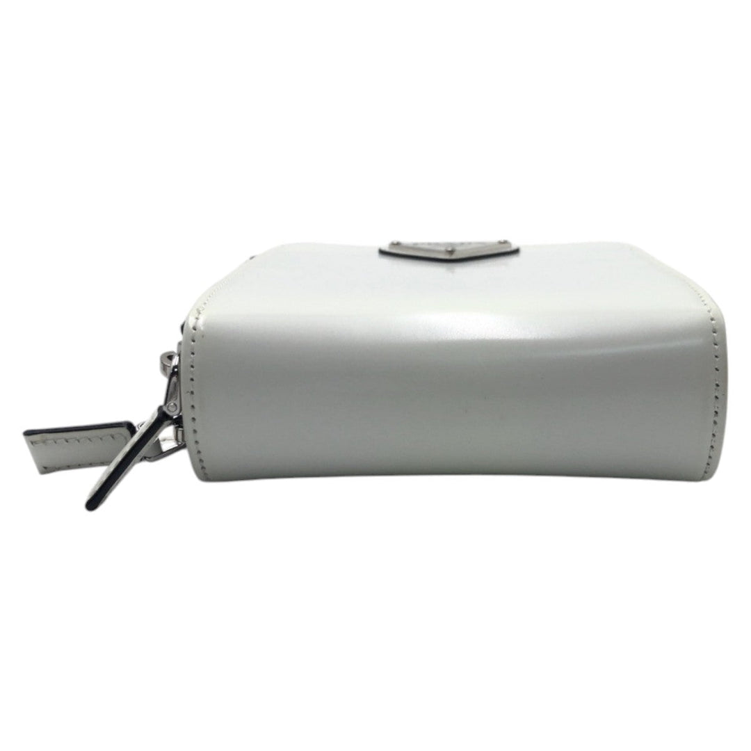 PRADA Shoulder Bag enamel white Shoulder Bag Pochette Unisex Triangular logo Women Used Authentic