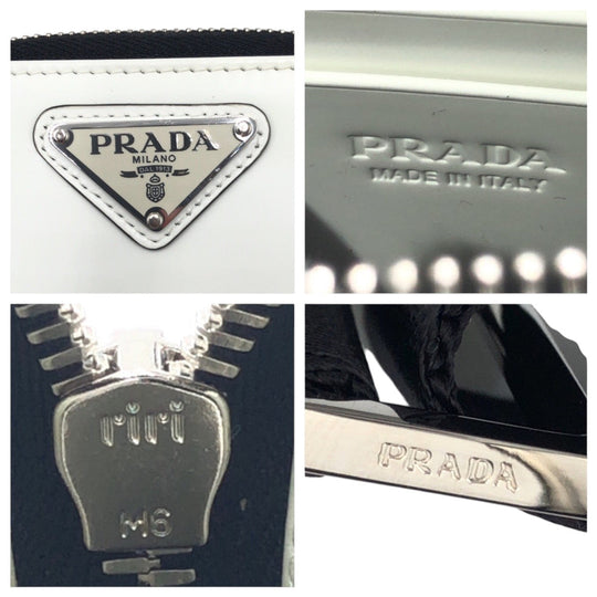 PRADA Shoulder Bag enamel white Shoulder Bag Pochette Unisex Triangular logo Women Used Authentic