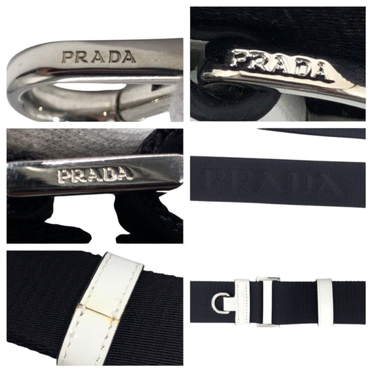 PRADA Shoulder Bag enamel white Shoulder Bag Pochette Unisex Triangular logo Women Used Authentic