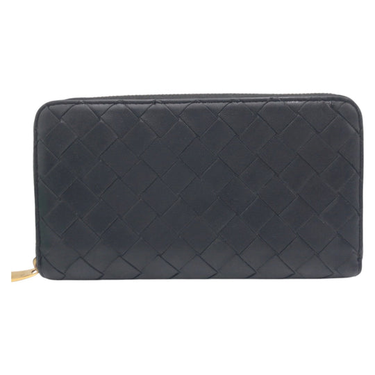 BOTTEGAVENETA Long Wallet Purse leather black Long Wallet Purse INTRECCIATO mens Used Authentic