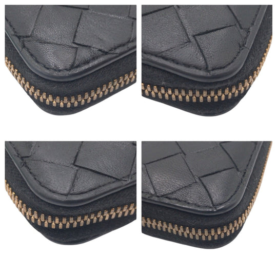 BOTTEGAVENETA Long Wallet Purse leather black Long Wallet Purse INTRECCIATO mens Used Authentic