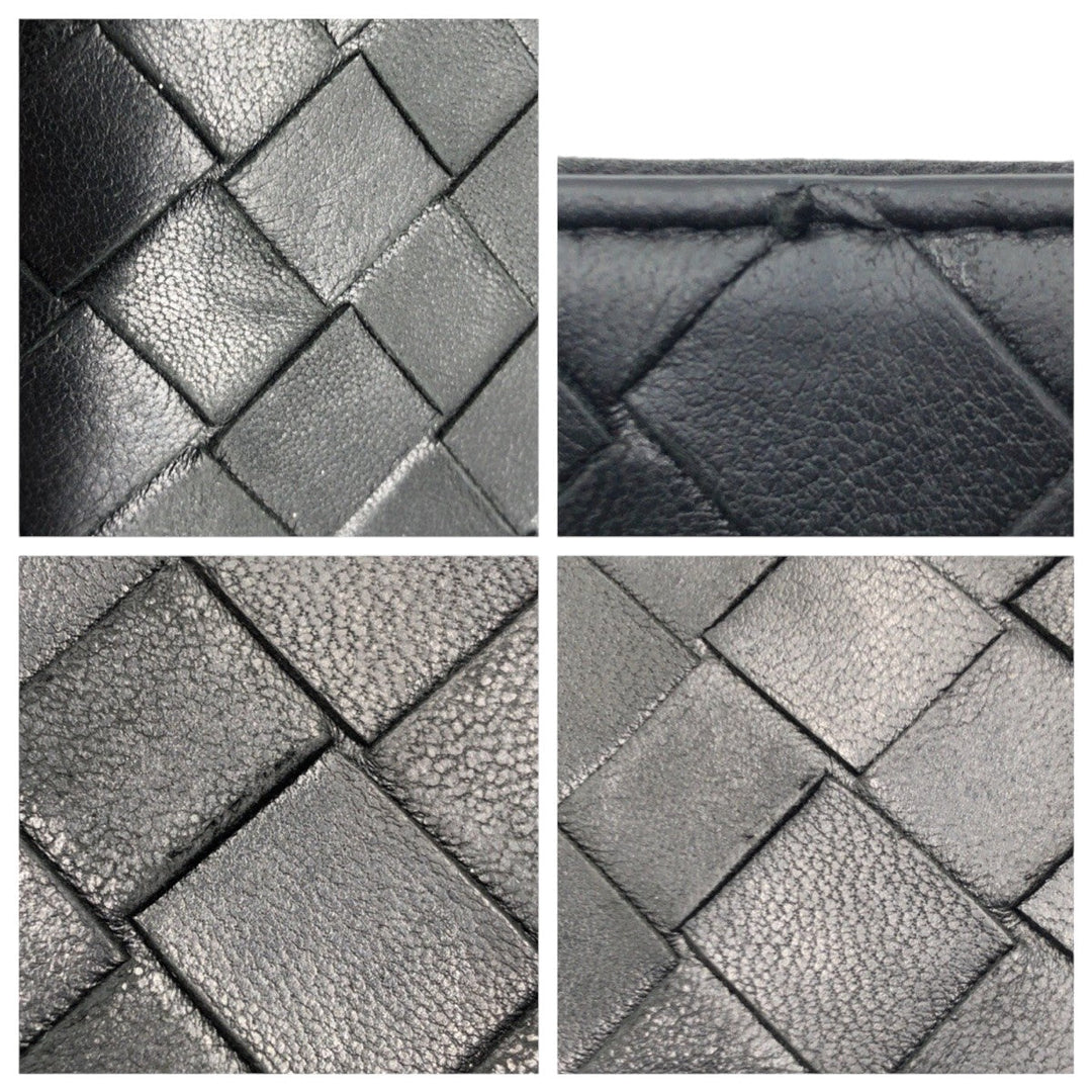 BOTTEGAVENETA Long Wallet Purse leather black Long Wallet Purse INTRECCIATO mens Used Authentic