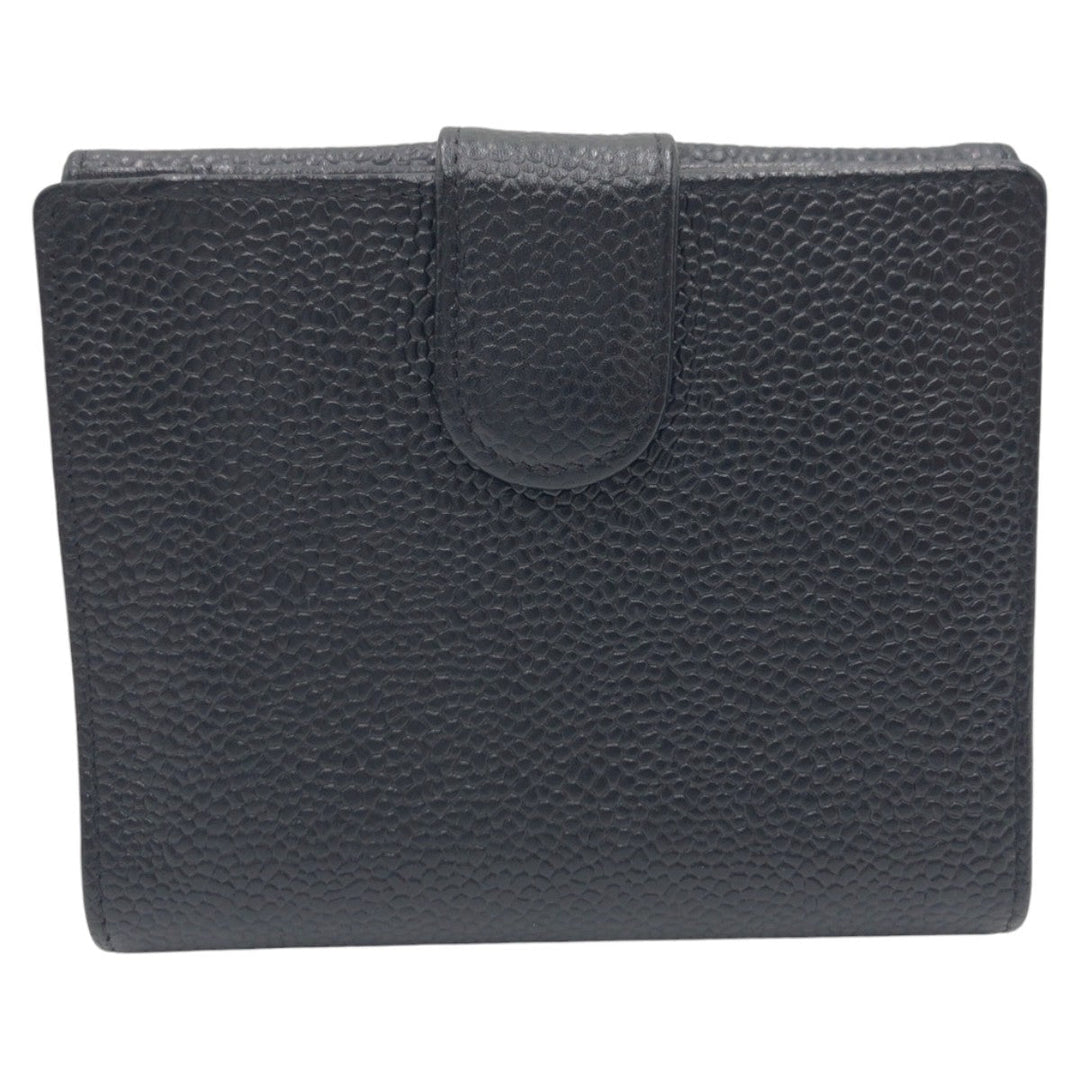 CHANEL Bifold Wallet Caviar skin black Bifold Wallet Compact Wallet COCO Mark Women Used Authentic