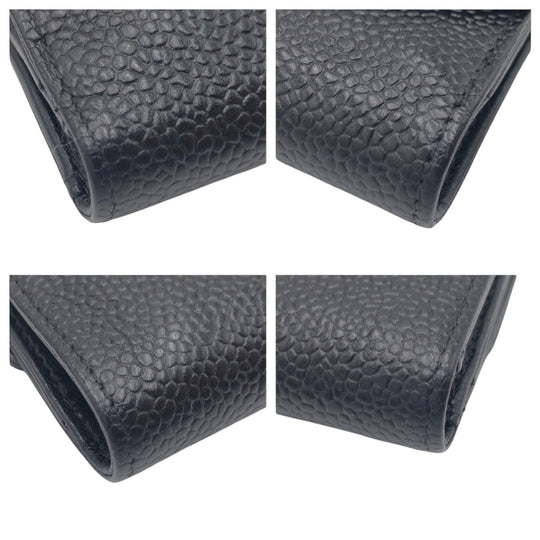 CHANEL Bifold Wallet Caviar skin black Bifold Wallet Compact Wallet COCO Mark Women Used Authentic