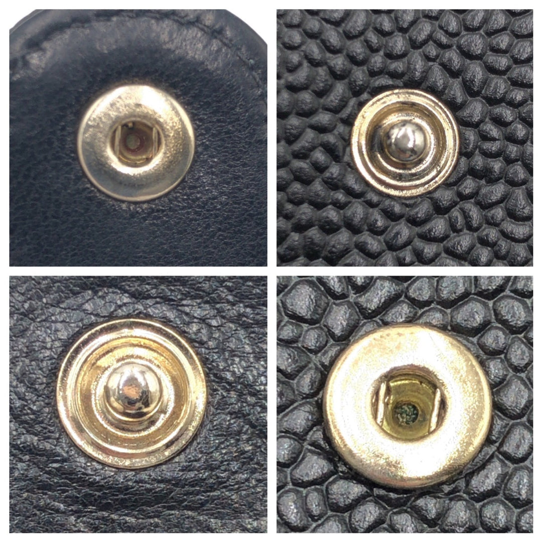 CHANEL Bifold Wallet Caviar skin black Bifold Wallet Compact Wallet COCO Mark Women Used Authentic