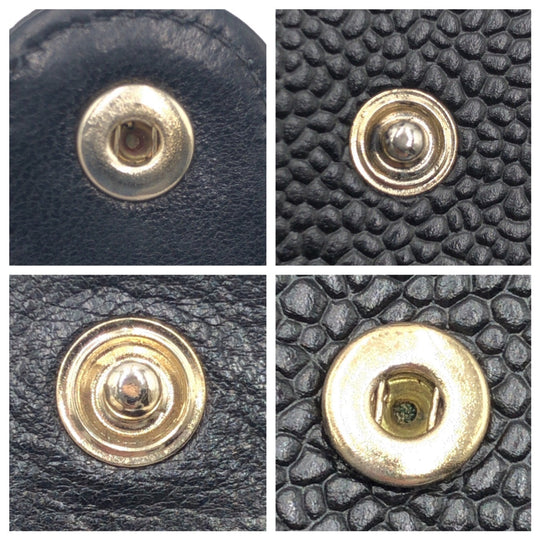 CHANEL Bifold Wallet Caviar skin black Bifold Wallet Compact Wallet COCO Mark Women Used Authentic
