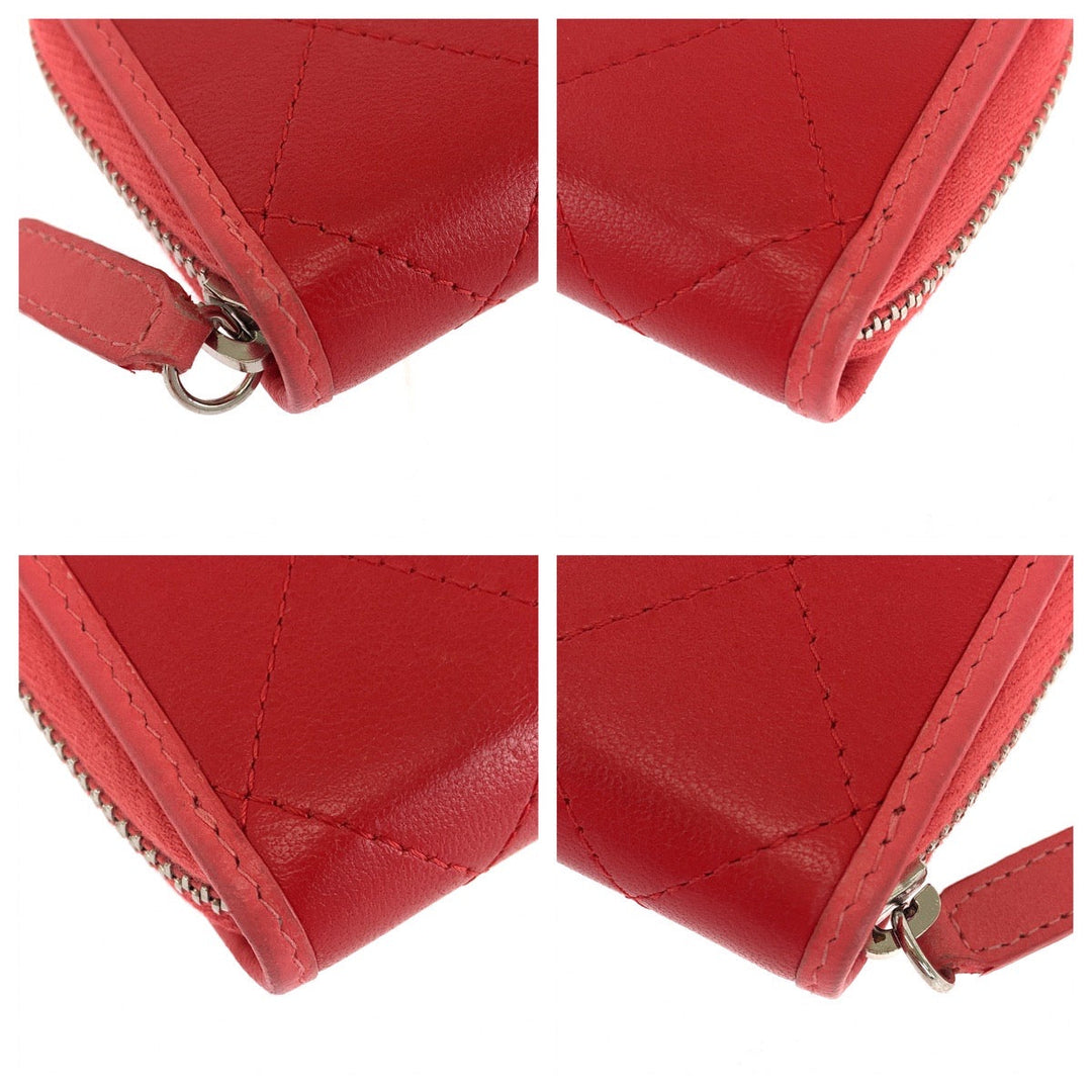 CHANEL Coin case lambskin Red Matrasse COCO Mark