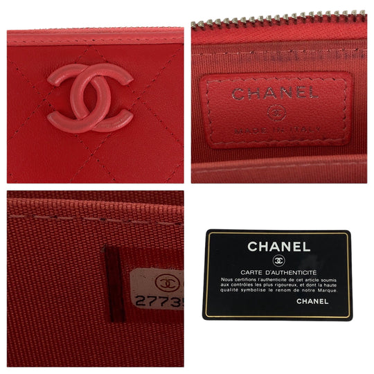 CHANEL Coin case lambskin Red Matrasse COCO Mark