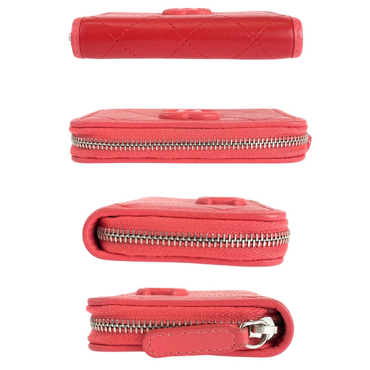 CHANEL Coin case lambskin Red Matrasse COCO Mark