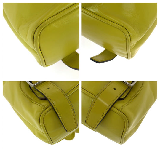 GUCCI Backpack 003 2034 0030 leather Yellow Brown SilverMetal Backpack Backpack Bamboo Women Used Authentic