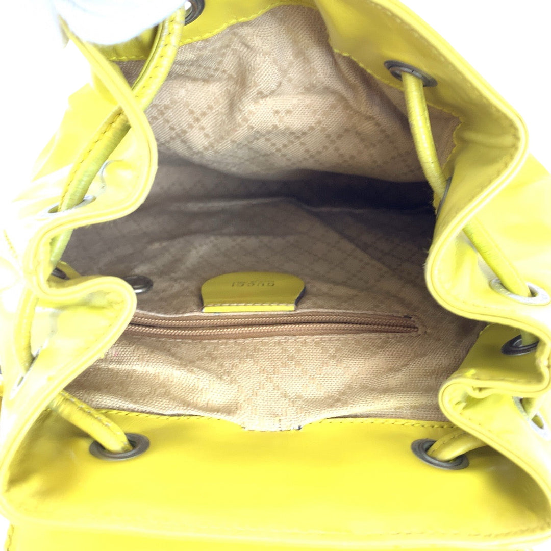 GUCCI Backpack 003 2034 0030 leather Yellow Brown SilverMetal Backpack Backpack Bamboo Women Used Authentic