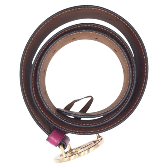 GUCCI belt 370543 AP00G leather Purple gold Interlocking G Women Used Authentic