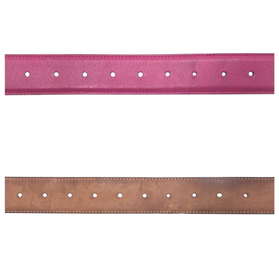 GUCCI belt 370543 AP00G leather Purple gold Interlocking G Women Used Authentic