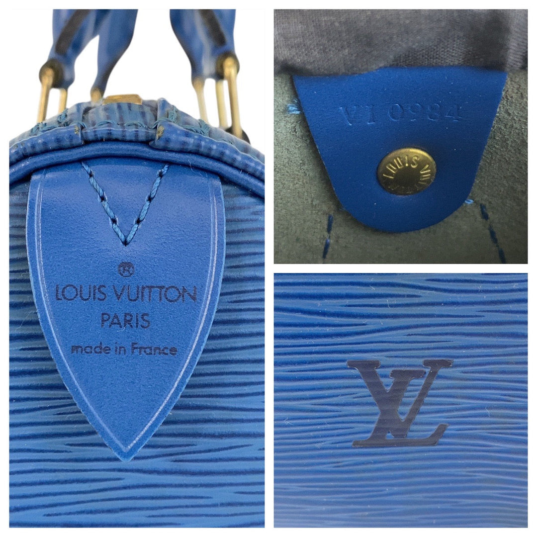 LOUIS VUITTON Handbag M43015 leather Blue GoldMetal Handbag Boston Duffel bag Epi Speedy 25 Women Used Authentic