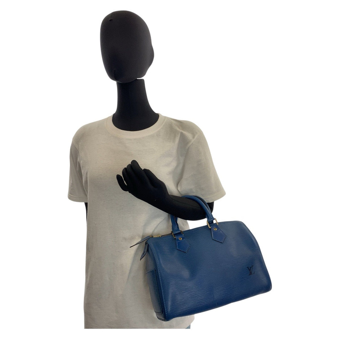 LOUIS VUITTON Handbag M43015 leather Blue GoldMetal Handbag Boston Duffel bag Epi Speedy 25 Women Used Authentic