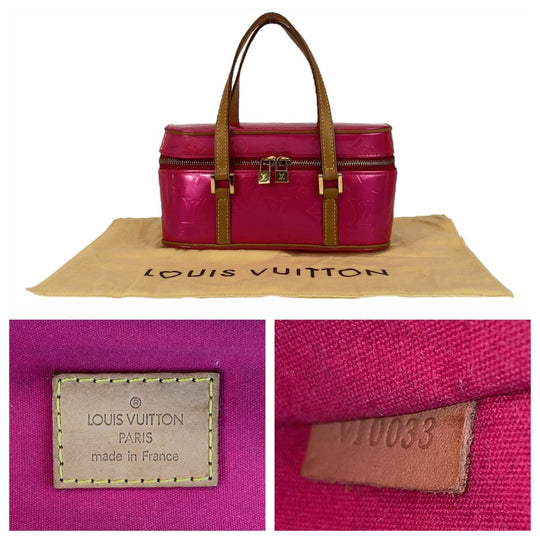 LOUIS VUITTON Handbag M91267 Patent leather Fuchsia Pink Gold Metal Handbag accessory pouch Vernis Sullivan Horizontal GM Women Used Authentic