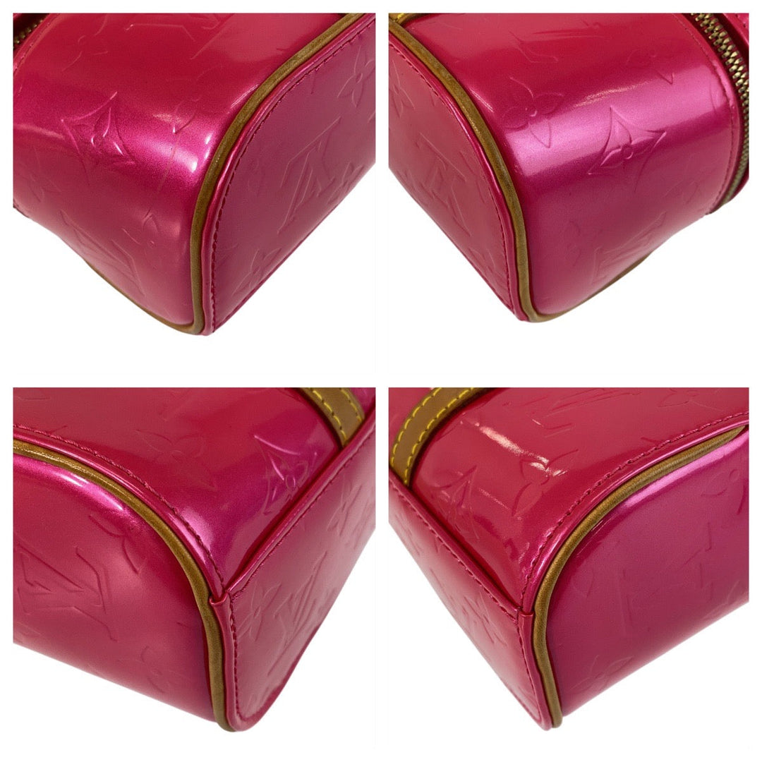 LOUIS VUITTON Handbag M91267 Patent leather Fuchsia Pink Gold Metal Handbag accessory pouch Vernis Sullivan Horizontal GM Women Used Authentic