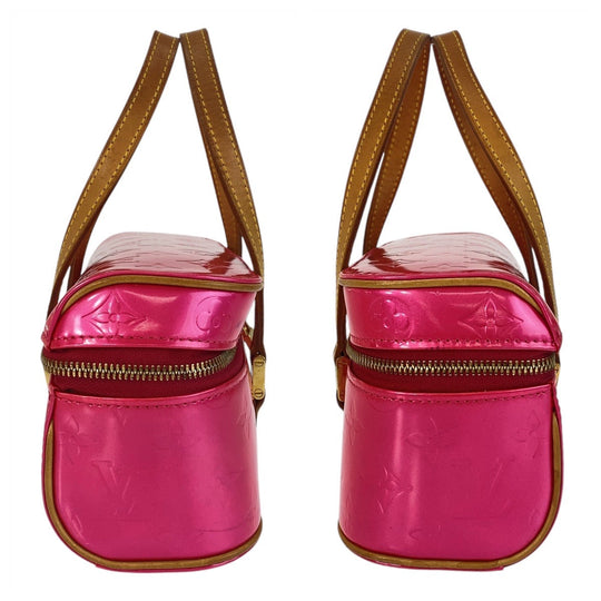 LOUIS VUITTON Handbag M91267 Patent leather Fuchsia Pink Gold Metal Handbag accessory pouch Vernis Sullivan Horizontal GM Women Used Authentic