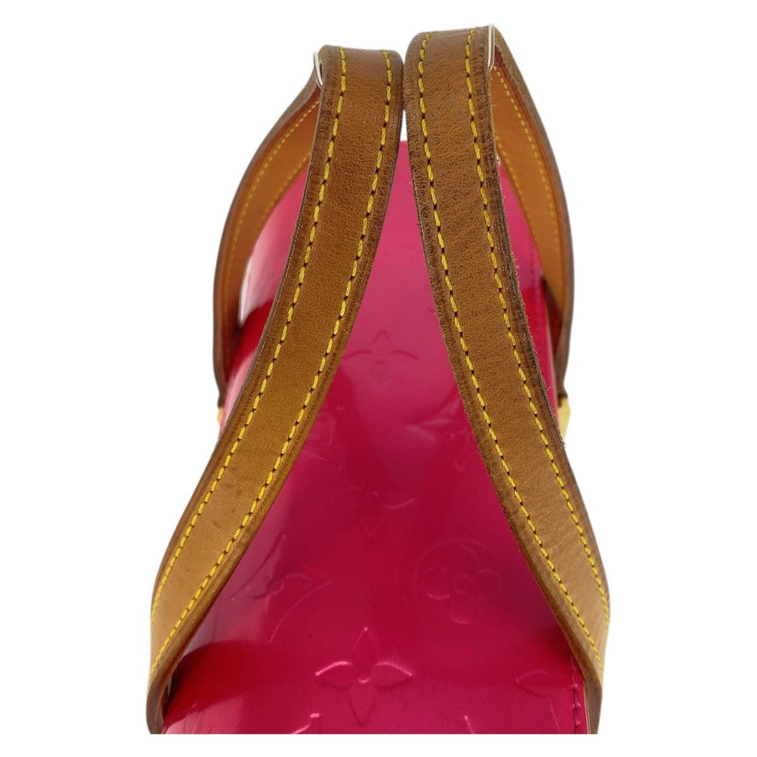 LOUIS VUITTON Handbag M91267 Patent leather Fuchsia Pink Gold Metal Handbag accessory pouch Vernis Sullivan Horizontal GM Women Used Authentic