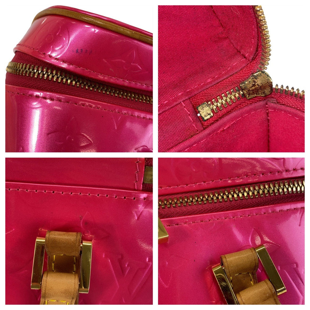 LOUIS VUITTON Handbag M91267 Patent leather Fuchsia Pink Gold Metal Handbag accessory pouch Vernis Sullivan Horizontal GM Women Used Authentic