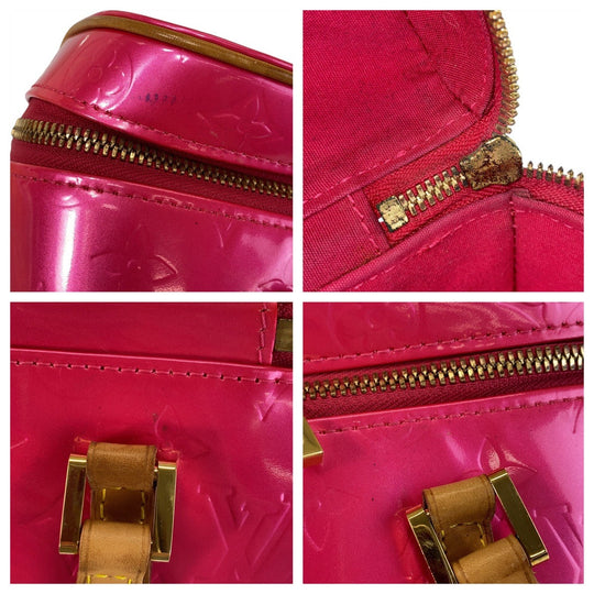 LOUIS VUITTON Handbag M91267 Patent leather Fuchsia Pink Gold Metal Handbag accessory pouch Vernis Sullivan Horizontal GM Women Used Authentic