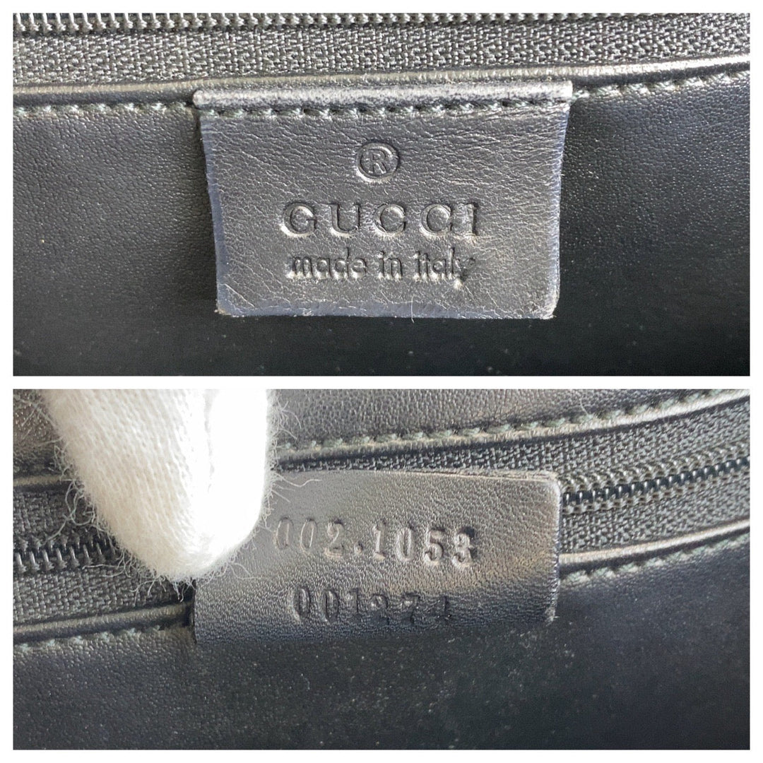 GUCCI Tote Bag 002 1053 GG canvas, leather Black SilverMetal Tote Bag Shoulder Bag Women Used Authentic