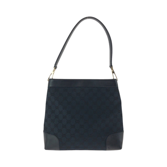 GUCCI Shoulder Bag 001 4231 GG canvas Black Silver Metal Shoulder Bag handbag Women Used Authentic