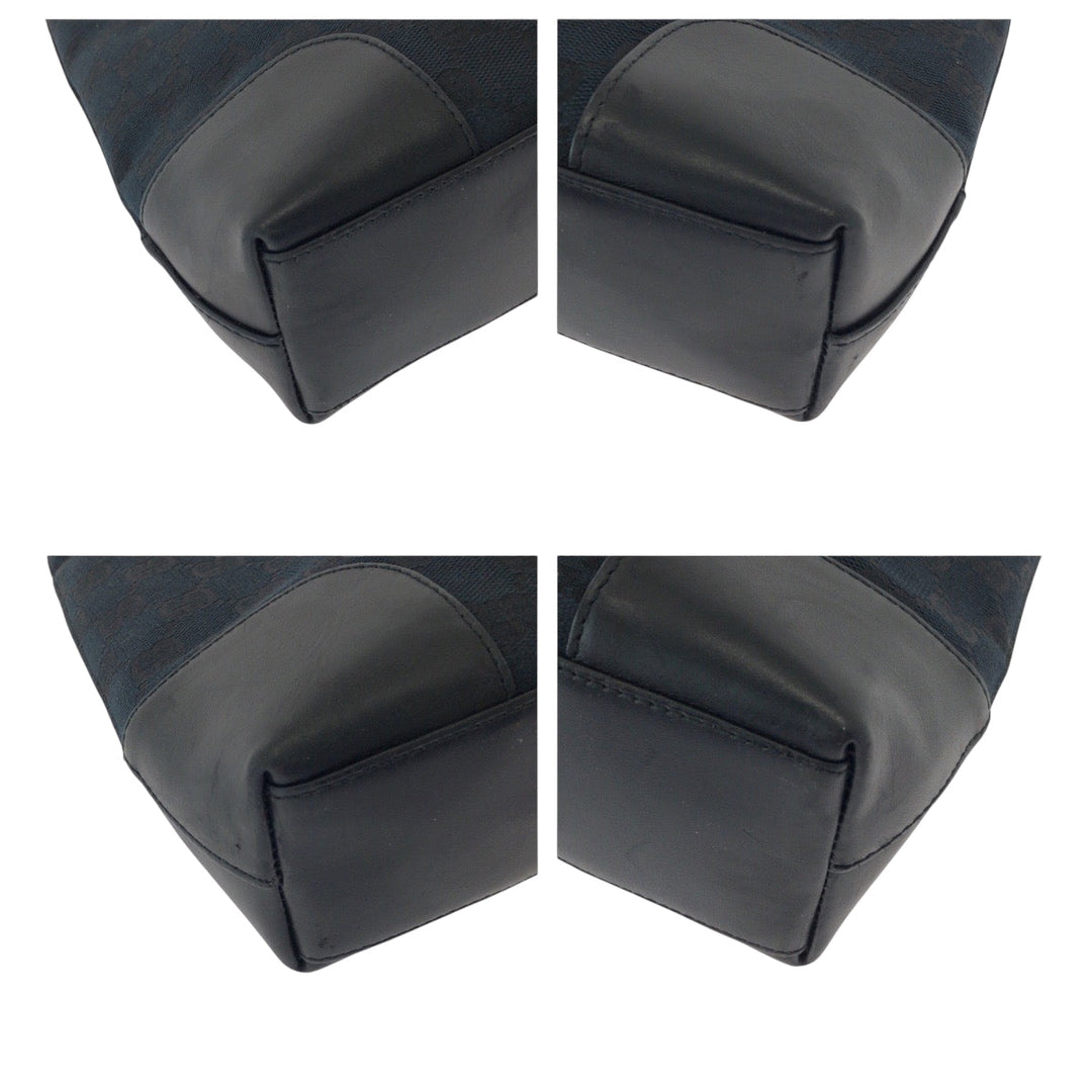 GUCCI Shoulder Bag 001 4231 GG canvas Black Silver Metal Shoulder Bag handbag Women Used Authentic