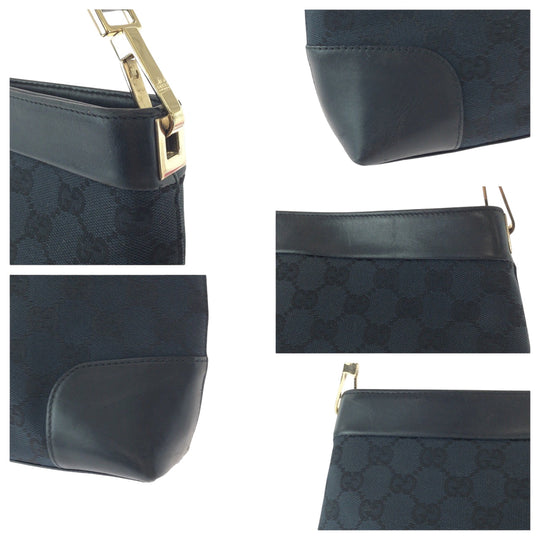 GUCCI Shoulder Bag 001 4231 GG canvas Black Silver Metal Shoulder Bag handbag Women Used Authentic