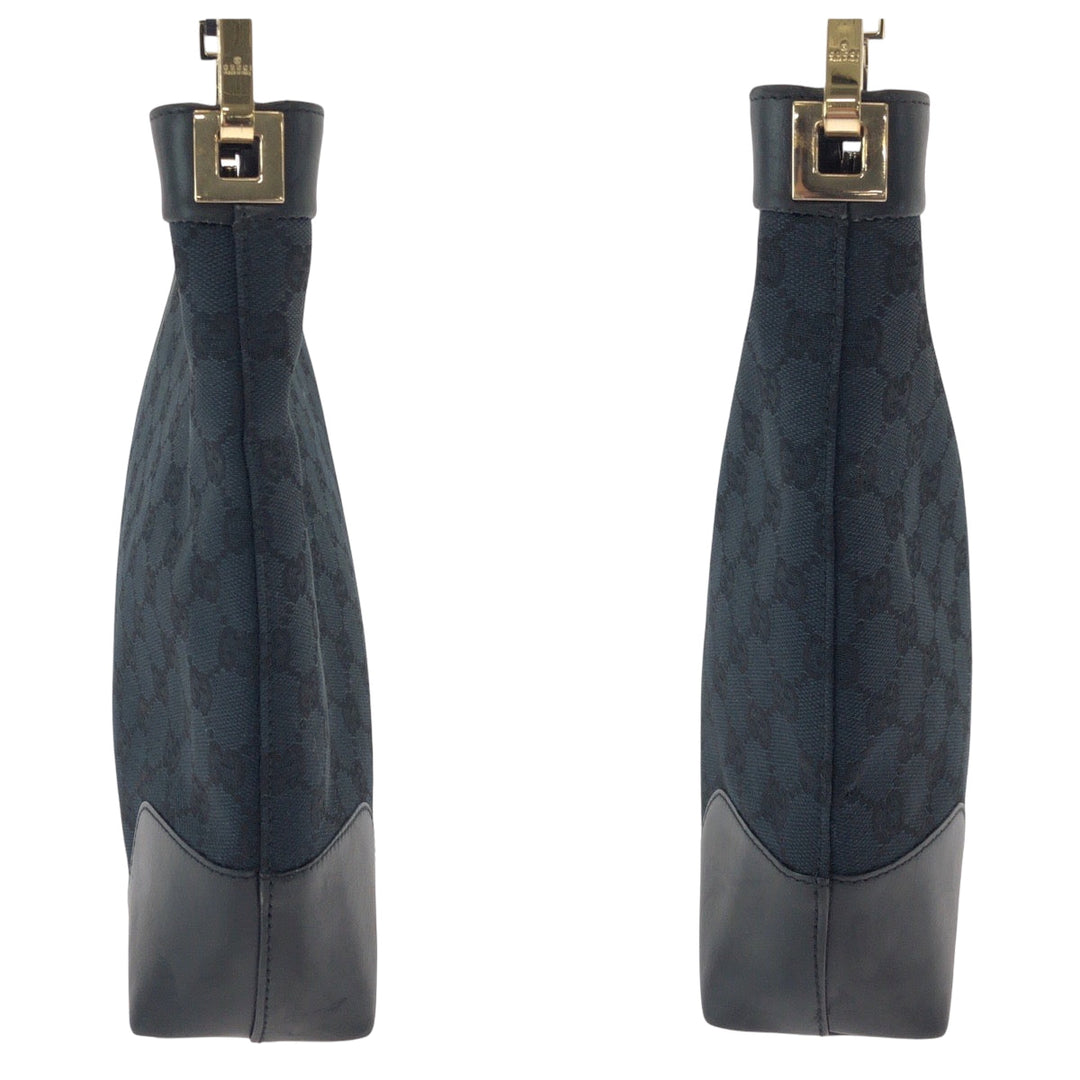 GUCCI Shoulder Bag 001 4231 GG canvas Black Silver Metal Shoulder Bag handbag Women Used Authentic