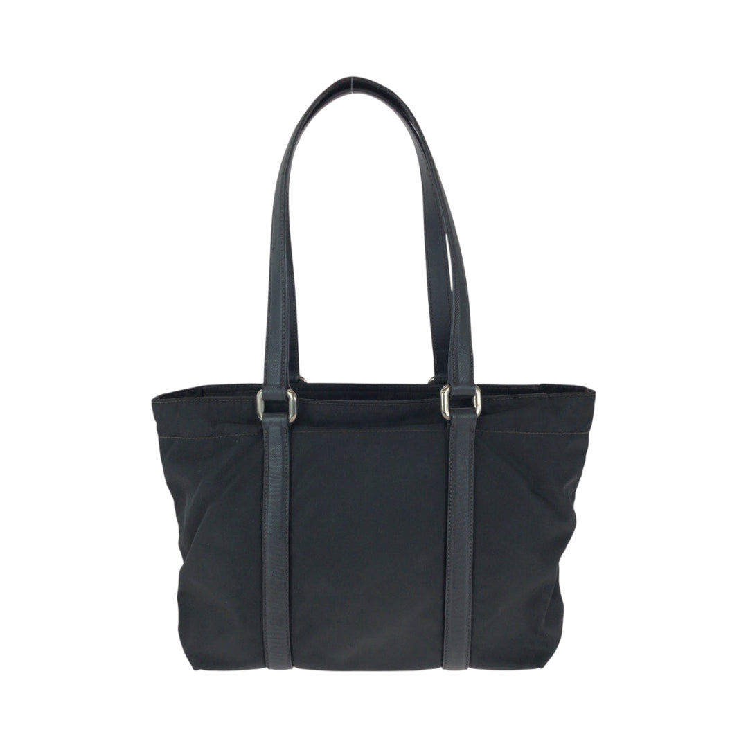 PRADA Tote Bag BR2288 Nylon Black Silver Metal Handbag Tote Bag Test Triangle With logo Women Used Authentic
