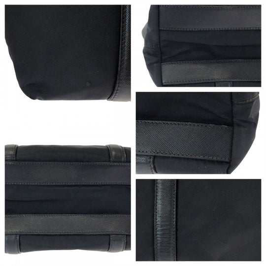 PRADA Tote Bag BR2288 Nylon Black Silver Metal Handbag Tote Bag Test Triangle With logo Women Used Authentic