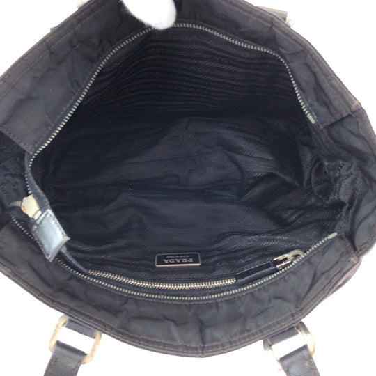 PRADA Tote Bag BR2288 Nylon Black Silver Metal Handbag Tote Bag Test Triangle With logo Women Used Authentic